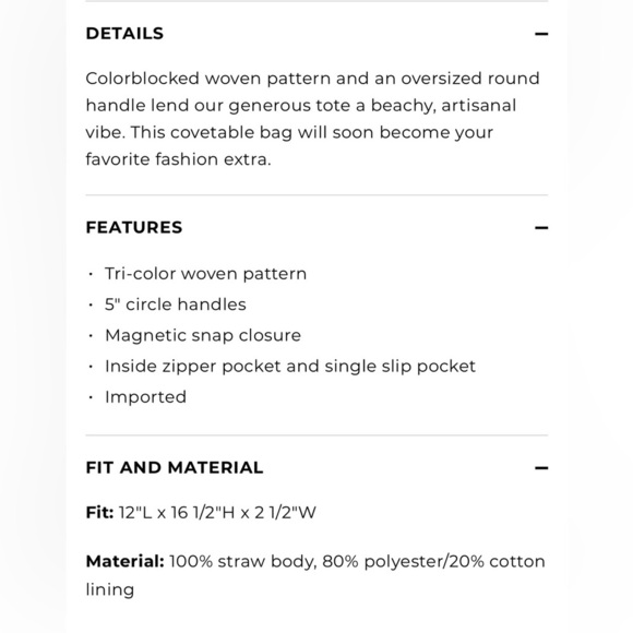 TALBOTS CROCHET STRAW CIRCLE-HANDLED TOTE TRI COLOR PINK PEACH BEIGE NEW - Picture 3 of 3